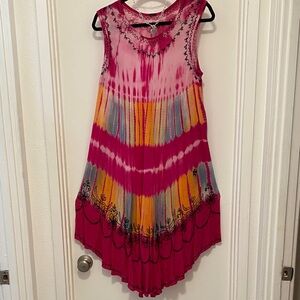 Dress Colorful Sleeveless Tie-Dye Dress